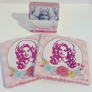 Dolly Parton new and sealed official Themed Coasters and 2 packs of napkins
